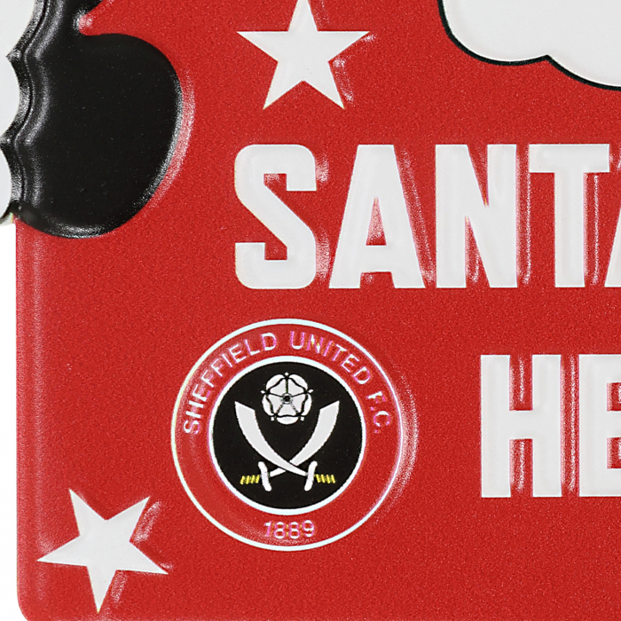 Metal Embossed Santa Stop Here Sign