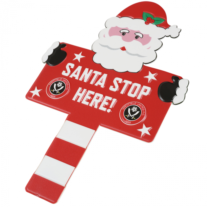 Metal Embossed Santa Stop Here Sign