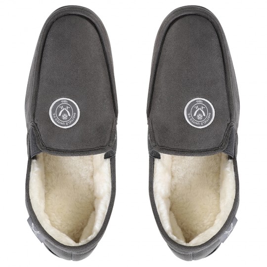 Mens Moccasin Slippers Grey