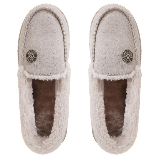 Ladies Moccasin Slippers Grey