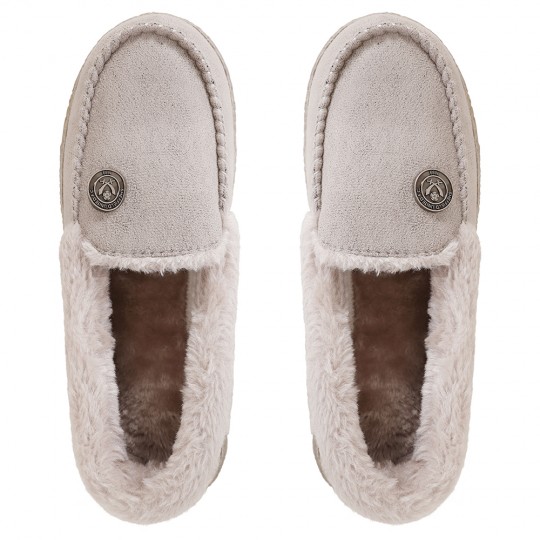 Ladies Moccasin Slippers Grey
