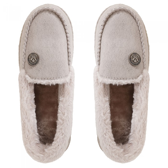 Ladies Moccasin Slippers Grey