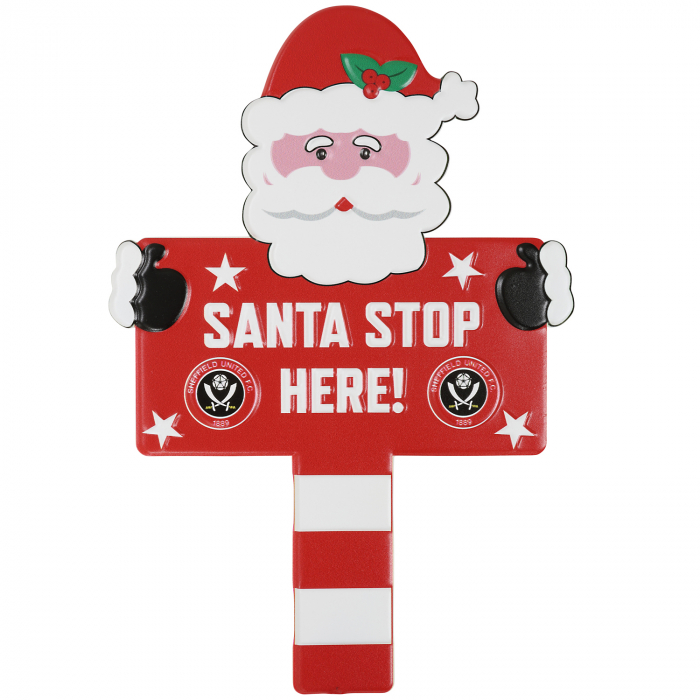 Metal Embossed Santa Stop Here Sign