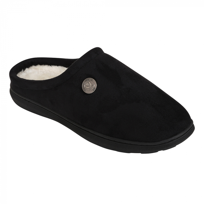 Mens Crest Mule Slipper Black