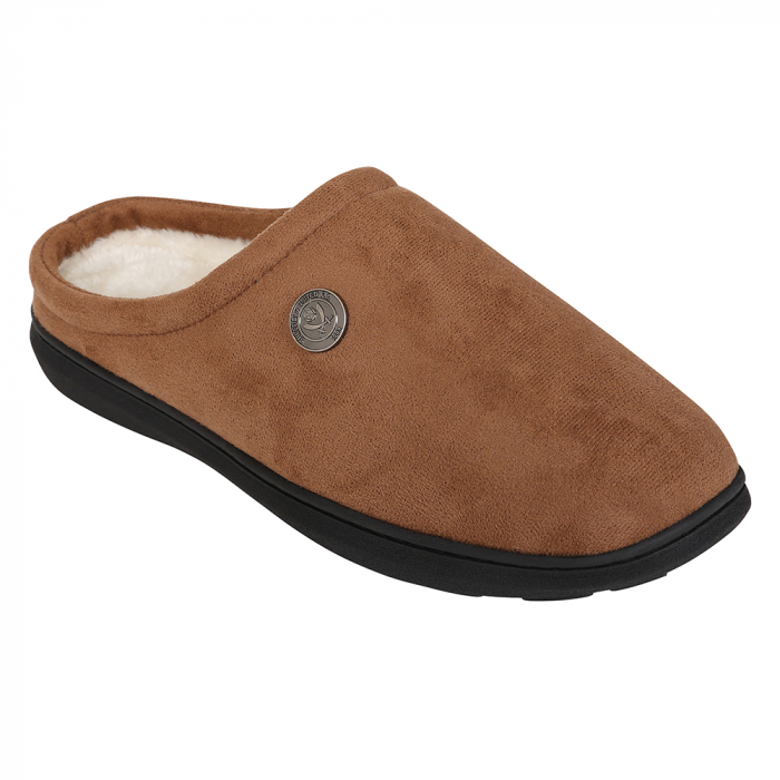 Mens Crest Mule Slipper Brown